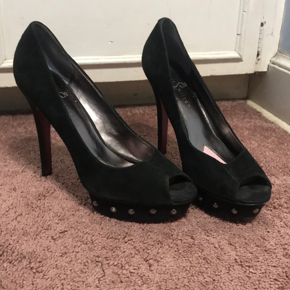 Black peep toe heels
